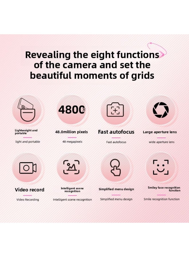 Generic Compact Student Digital Camera High Definition CCD Portable Campus Camera Beginner Friendly Easy To Use Travel Snapping Cam-Body Color:AF Powder-standard Android OTG Card Reader  - Image 2