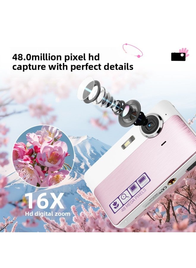 Generic Compact Student Digital Camera High Definition CCD Portable Campus Camera Beginner Friendly Easy To Use Travel Snapping Cam-Body Color:AF Powder-standard Android OTG Card Reader  - Image 4