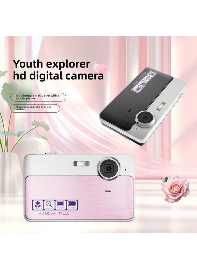 Generic Compact Student Digital Camera High Definition CCD Portable Campus Camera Beginner Friendly Easy To Use Travel Snapping Cam-Body Color:AF Powder-standard Android OTG Card Reader  - Image 1