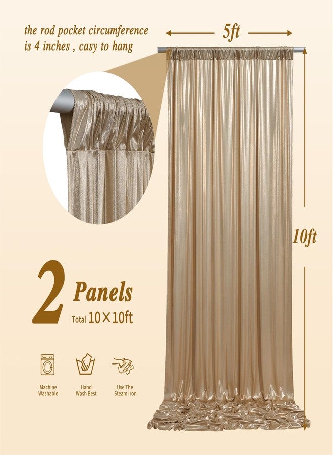 Htper 10x10 ft Champagne Sequin Backdrop Curtain Panels for Parties, Wrinkle Free Glitter Photo Backdrop Drapes 2 Panels 5x10FT Shimmer Back Drop Cloth for Wedding Birthday Christmas Photography Background - Image 5