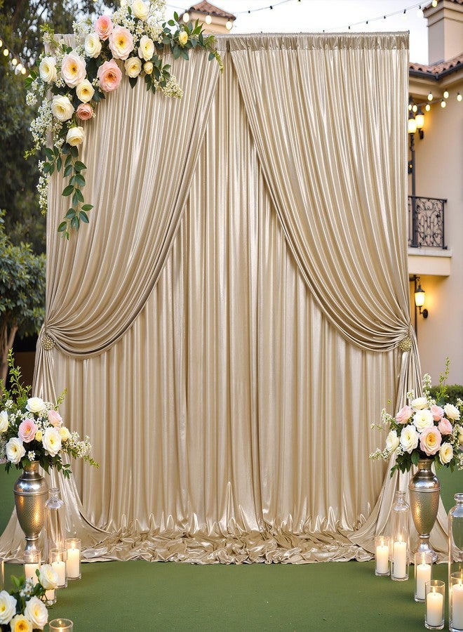 Htper 10x10 ft Champagne Sequin Backdrop Curtain Panels for Parties, Wrinkle Free Glitter Photo Backdrop Drapes 2 Panels 5x10FT Shimmer Back Drop Cloth for Wedding Birthday Christmas Photography Background - Image 1