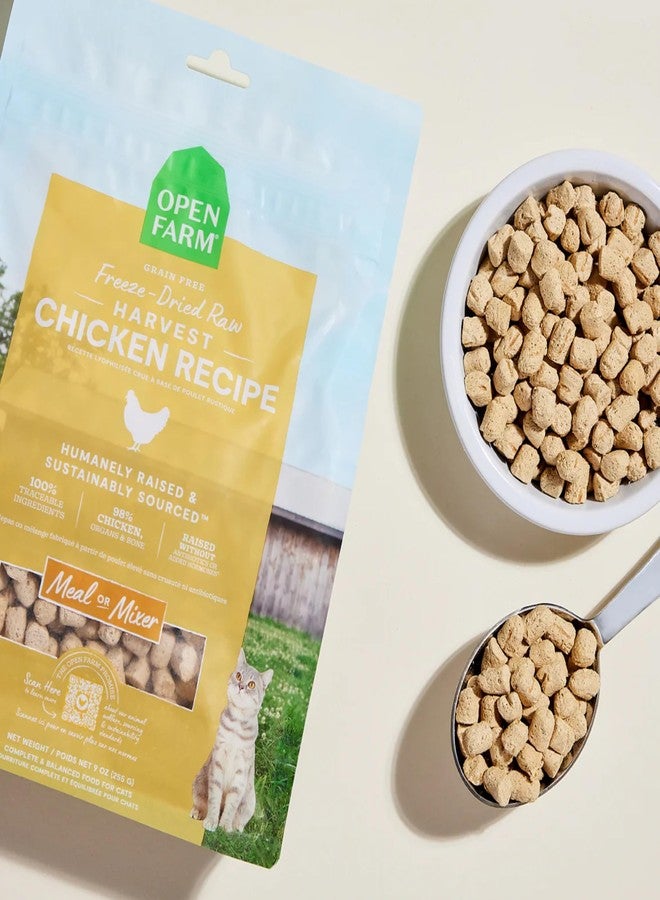 Open Farm, Freeze Dried Raw Cat Food, Complete Meal Morsels or Cat Treats with 92% Meat, Organs & Bone, Harvest Chicken Recipe, 9oz Bag - Image 3