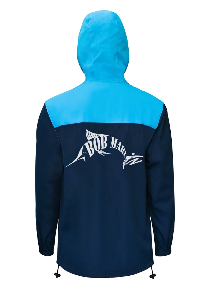BOB MARLIN - Marlin Fishing Hoody Jacket 4 Pockets 100% Polyester Blue - Image 1