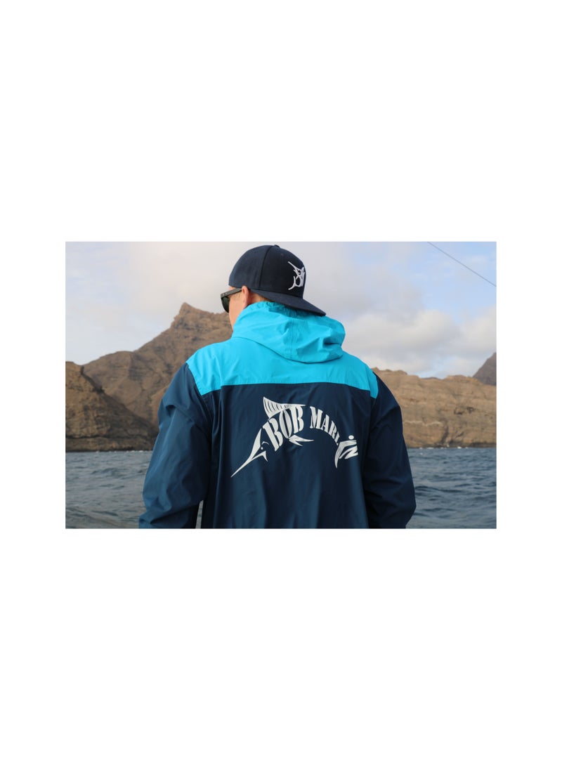 BOB MARLIN - Marlin Fishing Hoody Jacket 4 Pockets 100% Polyester Blue - Image 1