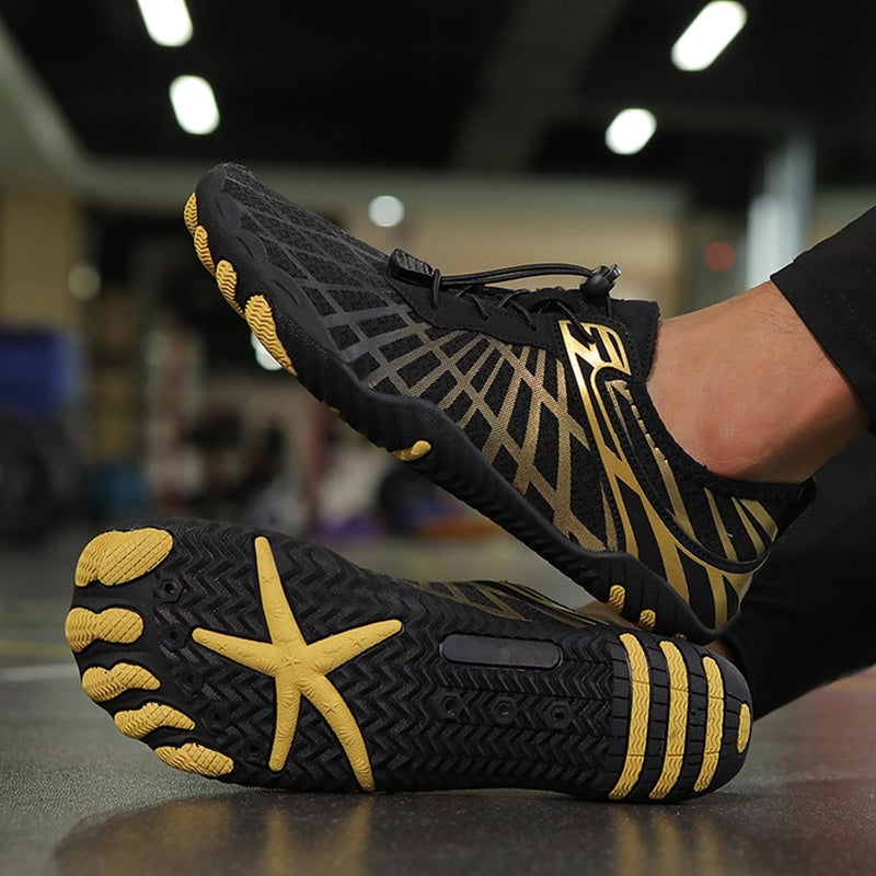 ELETON Hike Barefoot Shoes Womens Men Footwear,Pro-Healthy&Non-Slip Water Shoe for Women Men, Wide Toe Running Shoes Boots Sneakers Unisex BlackGold - Image 2