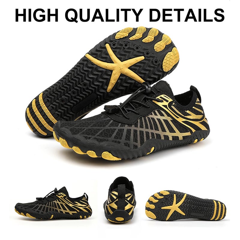 ELETON Hike Barefoot Shoes Womens Men Footwear,Pro-Healthy&Non-Slip Water Shoe for Women Men, Wide Toe Running Shoes Boots Sneakers Unisex BlackGold - Image 4
