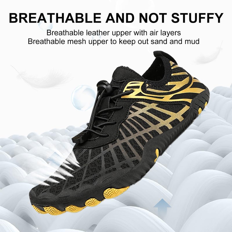 ELETON Hike Barefoot Shoes Womens Men Footwear,Pro-Healthy&Non-Slip Water Shoe for Women Men, Wide Toe Running Shoes Boots Sneakers Unisex BlackGold - Image 5