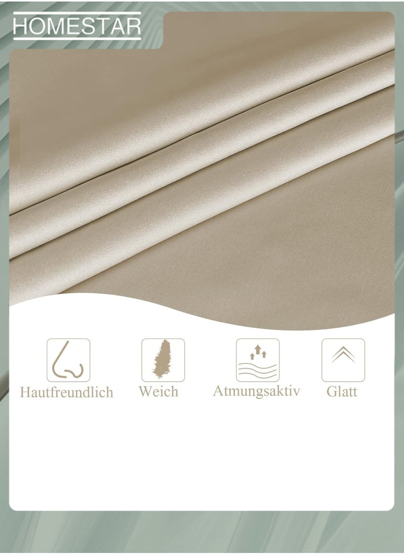 HOMESTAR Pillowcase Both Sides with Hidden Zip Soft Breathable Smooth Standard Size Taupe  - Image 2