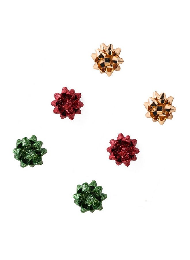 VOGUEKNOCK - Vk Accessories 3 Pair Christmas Earring Glitter Bow Shape Santa Earrings (Glitter Style) - Image 1