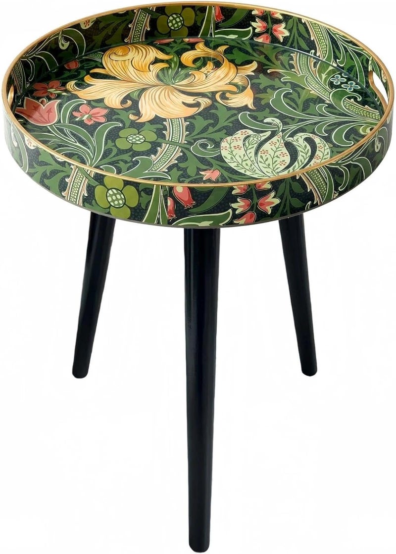 Simmer Stone Round Indoor Side Tables with Detachable Wooden 3 Legs, Versatile Tray Table, Perfect For Round Coffee Table Tea, Relaxation Time 17.7 Inch (Green Morris) - Image 1