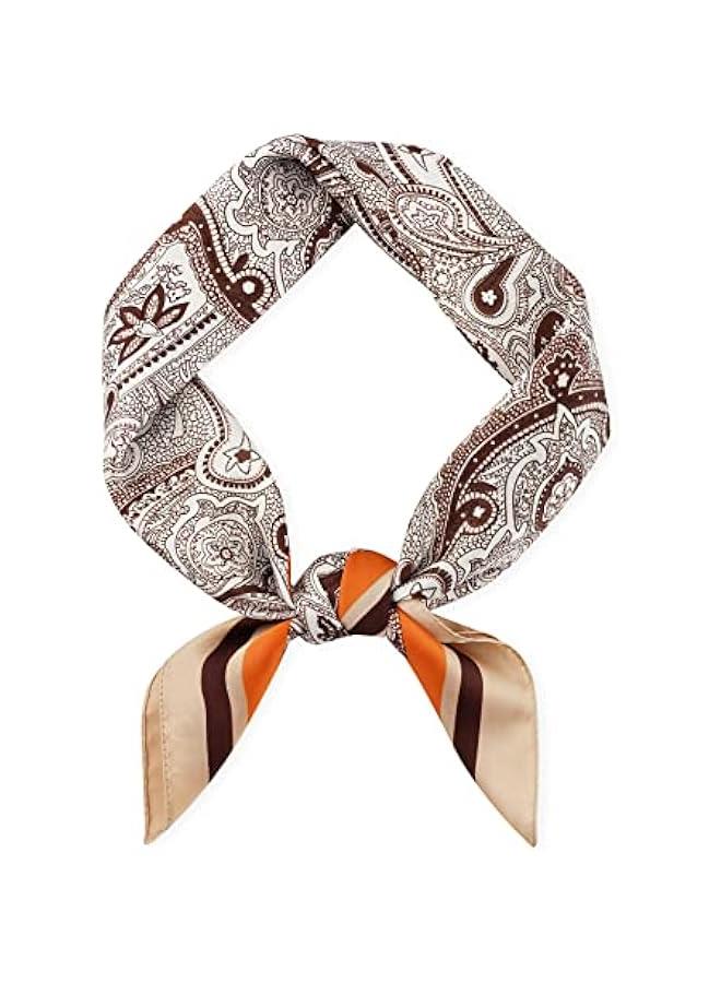 Arabest Vintage Silk Feel Square Scarf for Men Satin Bandana Tiny Pattern Print Neckerchief Geometry Head Scarf - Image 1