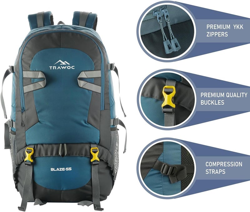 TRAWOC BLAZE 55 Liter Travel Backpack Daypack Bag - Image 4