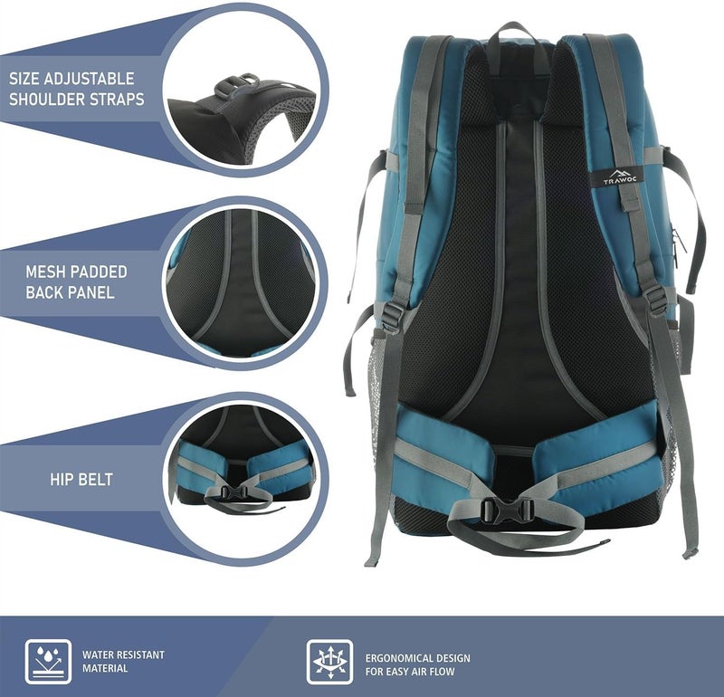 TRAWOC BLAZE 55 Liter Travel Backpack Daypack Bag - Image 3