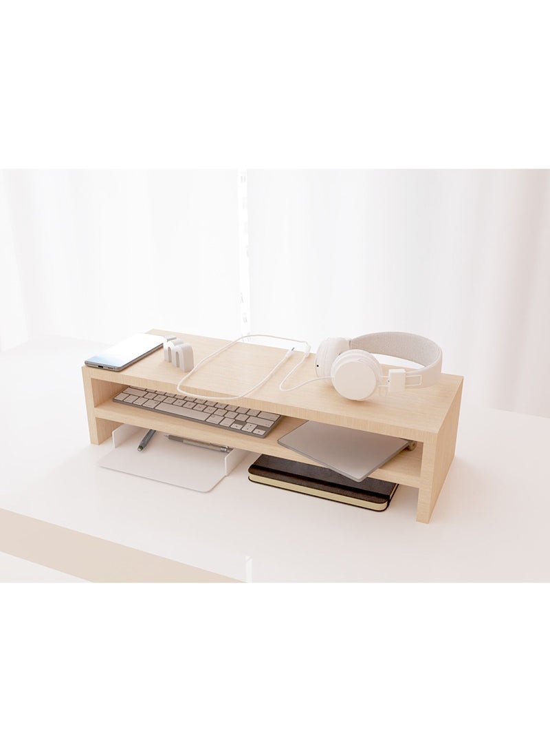 Mahmayi Oak Melamine Monitor Stand Riser for Laptop Computer/TV/PC/Printer, Multifunctional Systems (55x20x20cm) - Image 1