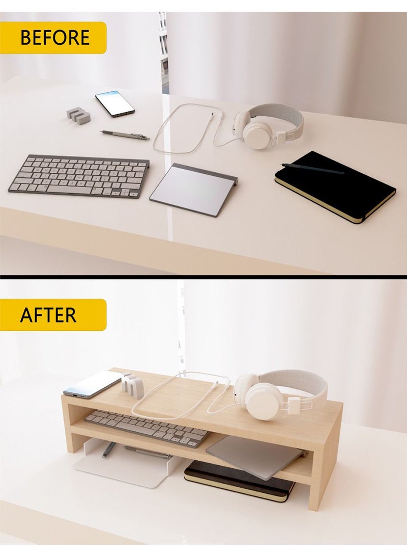 Mahmayi Oak Melamine Monitor Stand Riser for Laptop Computer/TV/PC/Printer, Multifunctional Systems (55x20x20cm) - Image 3