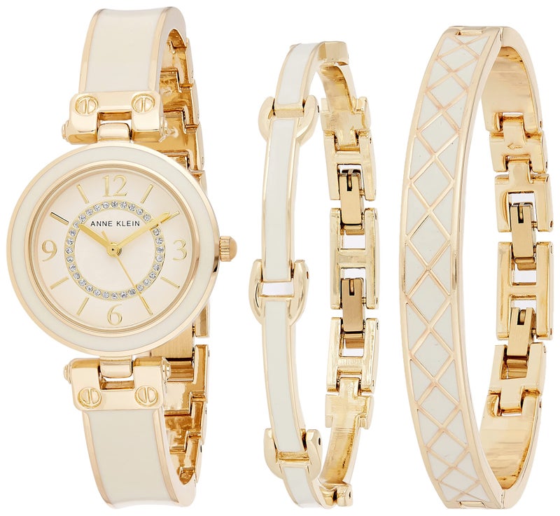 Anne Klein Women's Glitter Accented Bangle Watch and Bracelet Set, AK/3296 - Image 1
