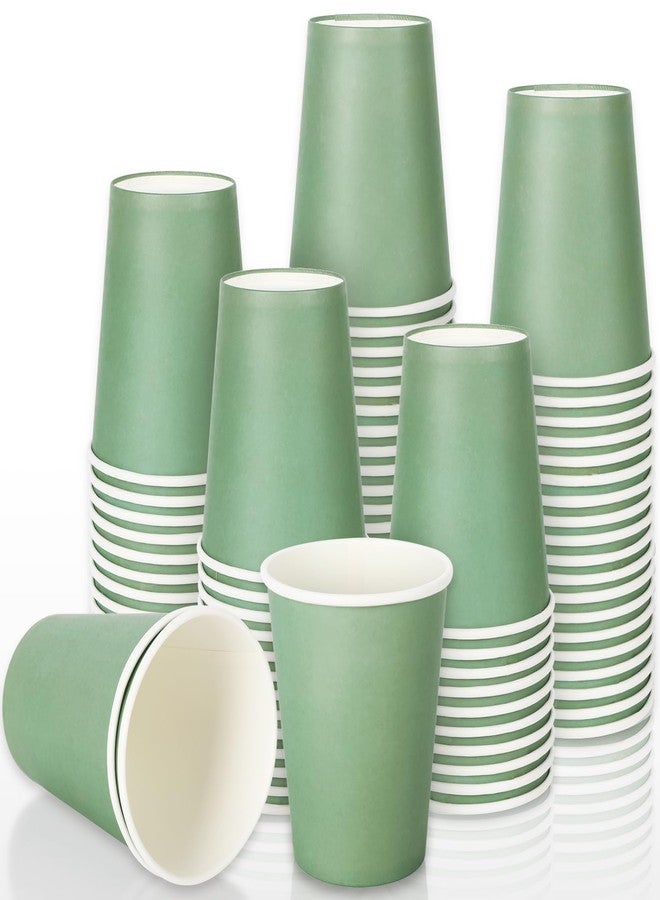 Whaline 50Pcs 9oz Sage Green Paper Cups Disposable Coffee Cups Beverage Drinking Cups To Go Cups Wedding Party Cups for Cold Hot Drinks Wedding Birthday Bride Shower Party Supplies - Image 1
