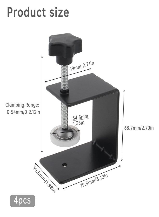 Omninmo Drawer Fixing Clip, 4Pcs Drawer Front Panel Installation Clamp Cabinet Hardware Jig C Clamps Drawer Drill Hole Guide C Clamp for Woodworking Tables Desk Mount, with Big Silicone Protective Pad - Image 3
