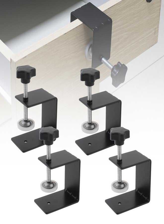 Omninmo Drawer Fixing Clip, 4Pcs Drawer Front Panel Installation Clamp Cabinet Hardware Jig C Clamps Drawer Drill Hole Guide C Clamp for Woodworking Tables Desk Mount, with Big Silicone Protective Pad - Image 1