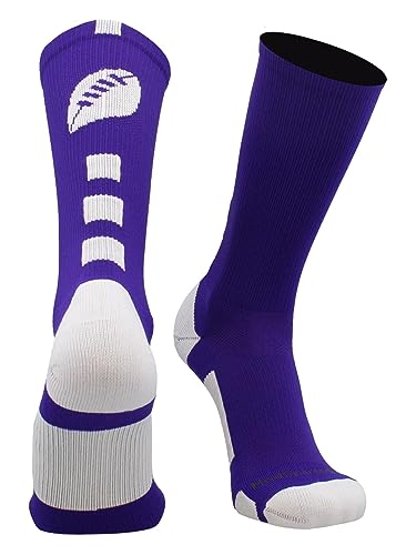 MadSportsStuff Football Logo Crew Socks (Purple/White, Medium) - Image 4