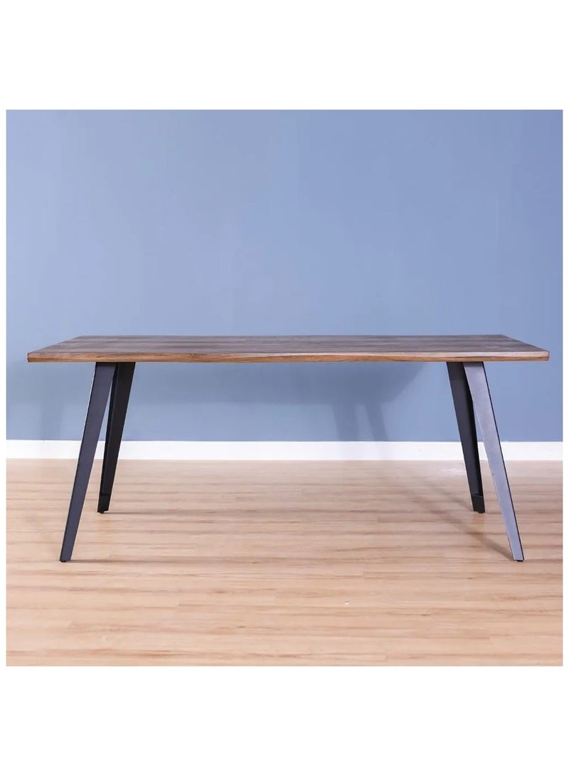 DANUBE HOME طاولة طعام جديون 6 مقاعد قوية ومتينة، طاولة طعام للمطبخ بتصميم عصري، أثاث لغرفة المعيشة في المنزل، طول 180 × عرض 88 × ارتفاع 76 سم - خشب بلوط طبيعي / بني - Image 4