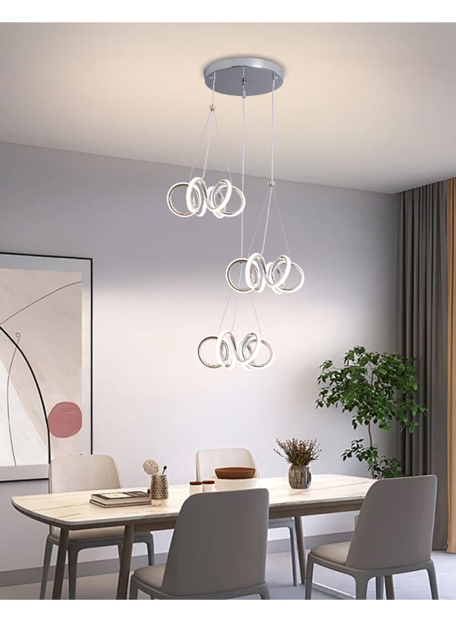 Best Power Modern LED Ceiling Chandelier 6891-3 - 3 Lighting Modes, 145W, Adjustable Length 75cm, Elegant Pendant Light for Living Room, Dining Room, and Bedroom  - Image 1