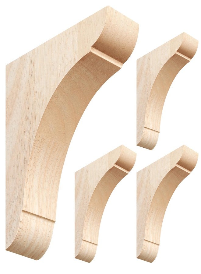 Vercraft 4 Pcs Wood Corbels Wooden Shelf Brackets 1.75'' W x 6'' D x 6'' H Unfinished Paintable Bracket with Hanging Hook for Doorway Countertop Kitchen Cabinet Book Shelves, Rubber Wood - Image 1