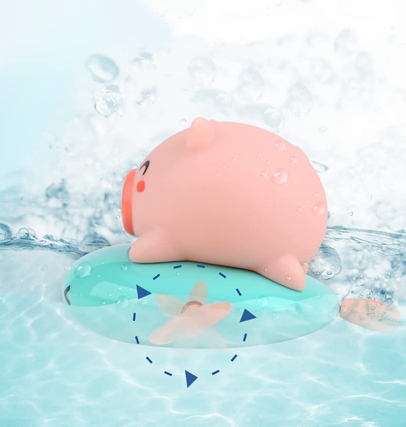 ANZAILALA Bath Toy Swimming Pig Wind Up Water Floating Toys,Bathtub Water Spray Toys - Green - Image 4