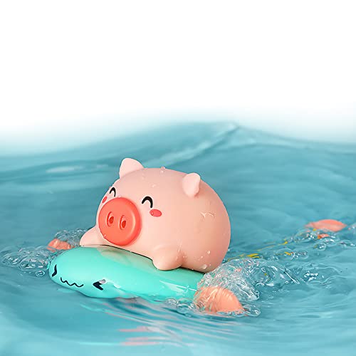 ANZAILALA Bath Toy Swimming Pig Wind Up Water Floating Toys,Bathtub Water Spray Toys - Green - Image 1