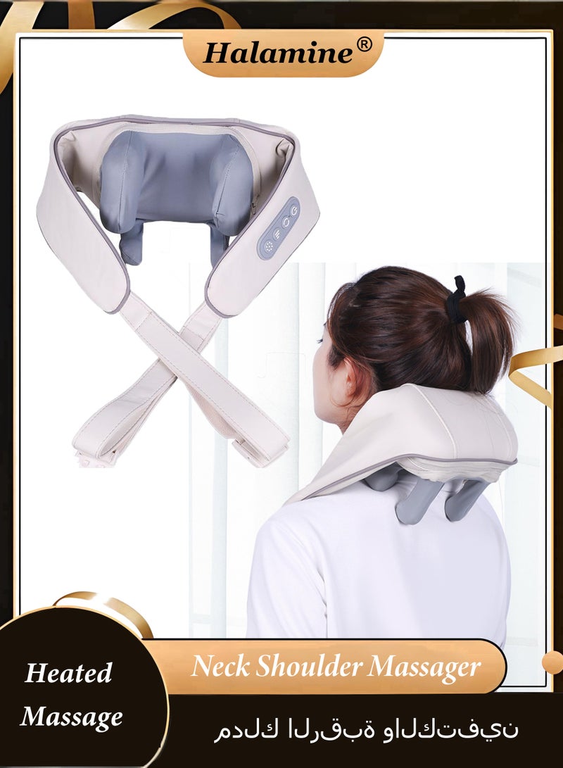 Halamine Neck Massager，Shiatsu Back Neck Shoulder Massager Heated Massager For Neck, Back,Shoulder,Foot And Leg Muscle Pain Relief For Home Office And Car Use - Image 1