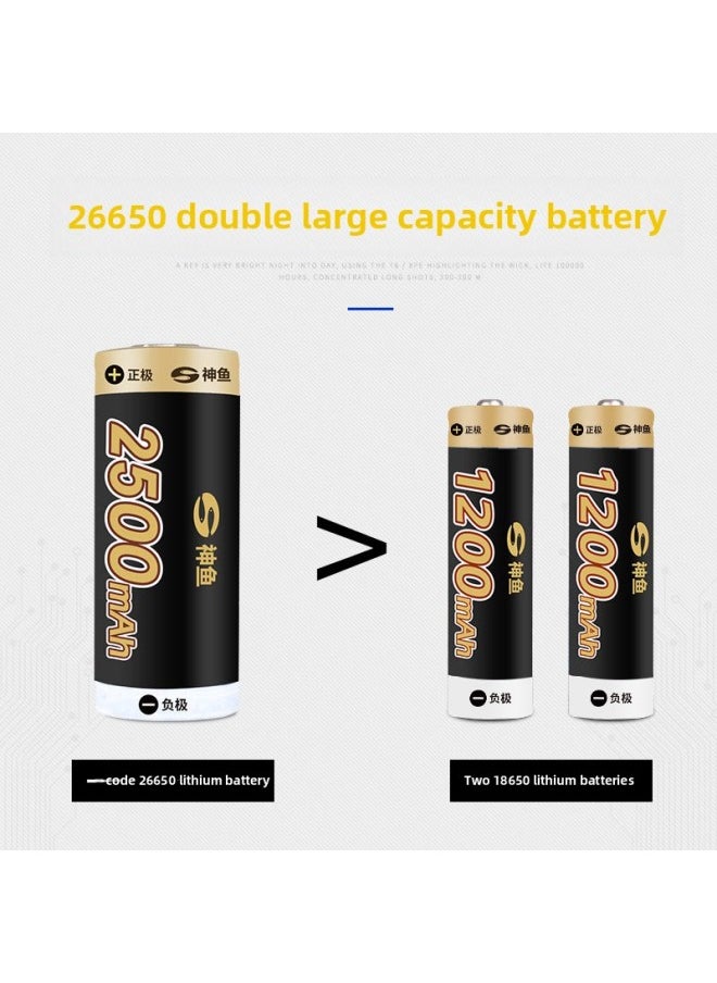 Generic - Shenyu 18650 Rechargeable Lithium Battery Charger 3.7V Strong Light Headlight Flashlight 26650 Large Capacity-Color:26650 Type Lithium Battery One Section - Image 1