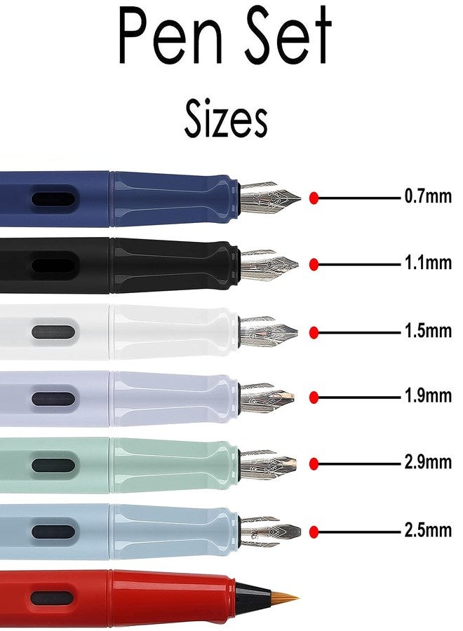 GC QUILL Calligraphy Fountain Pen Set- 7 with Different Nibs and 40 Ink Cartridges for Beginners- MU-09 - Image 2