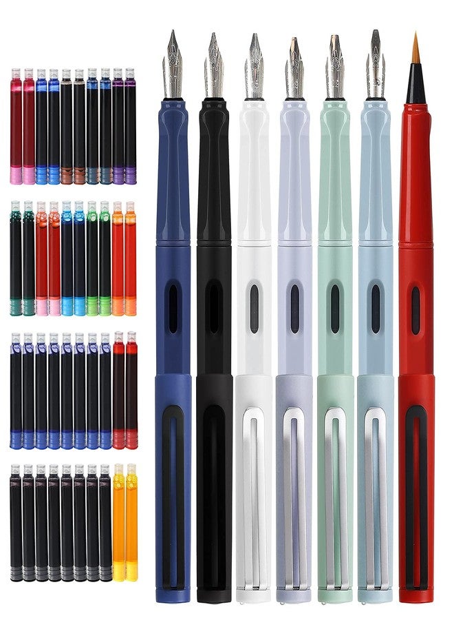 GC QUILL Calligraphy Fountain Pen Set- 7 with Different Nibs and 40 Ink Cartridges for Beginners- MU-09 - Image 4