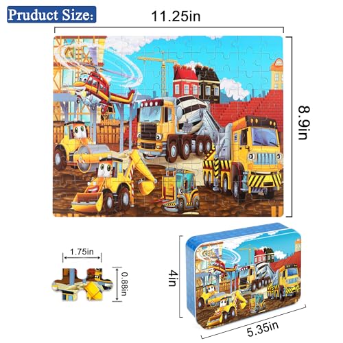 LELEMON Puzzles for Kids Ages 48 Construction Vehicles 100 Piece Puzzles for Kids Educational Jigsaw Puzzles Toys Gift for Boys Girls Age 4 5 6 7 8 Years Old - Image 5
