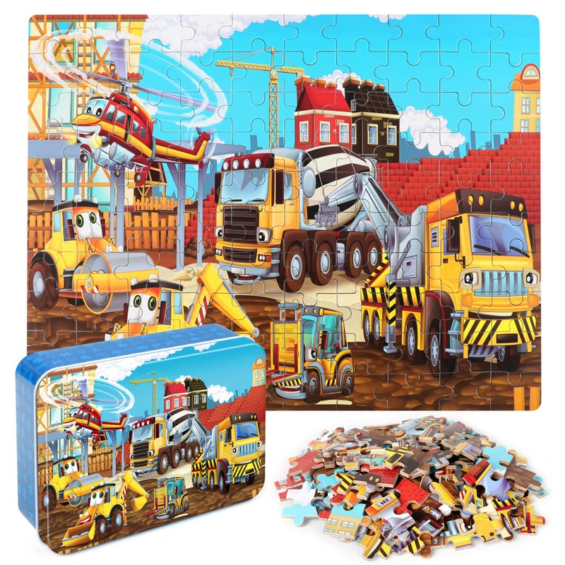 LELEMON Puzzles for Kids Ages 48 Construction Vehicles 100 Piece Puzzles for Kids Educational Jigsaw Puzzles Toys Gift for Boys Girls Age 4 5 6 7 8 Years Old - Image 3