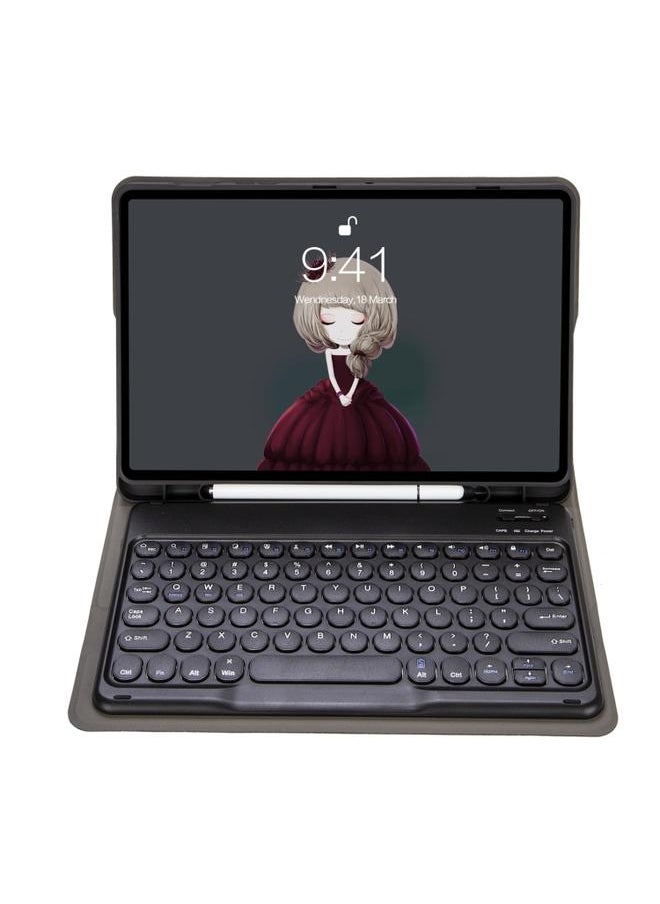 Green Tiger - YA08B Lambskin Texture Voltage Round Keycap Bluetooth Keyboard Leather Case Samsung Galaxy Tab A8 10.5 2021 SM X200 SM X205 Blue - Image 1