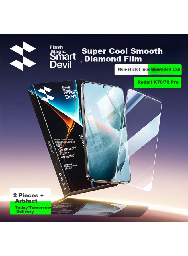 Smartdevil Tempered Glass Screen Protector For Redmi K70/k70 Pro, Smooth Diamond Film, Upgraded Anti-explosion, Double Extra Smooth, Fingerprint-resistant Protective Film, 2 Diamond Films + Tool - Image 1