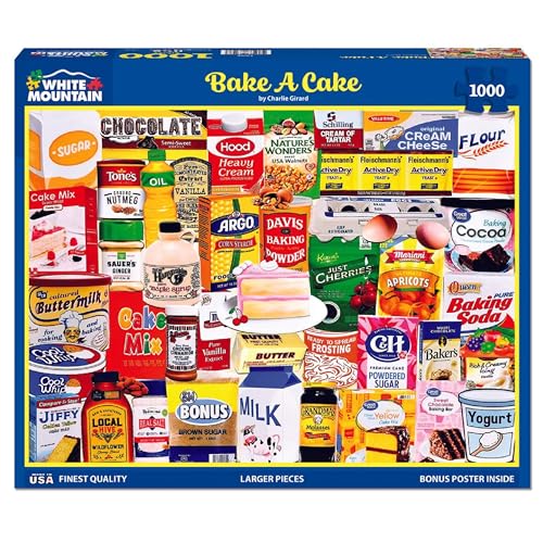 White Mountain Bake A Cake Puzzle 1000 Piece Baking Collage Jigsaw Puzzles for Adults and Families - Image 1
