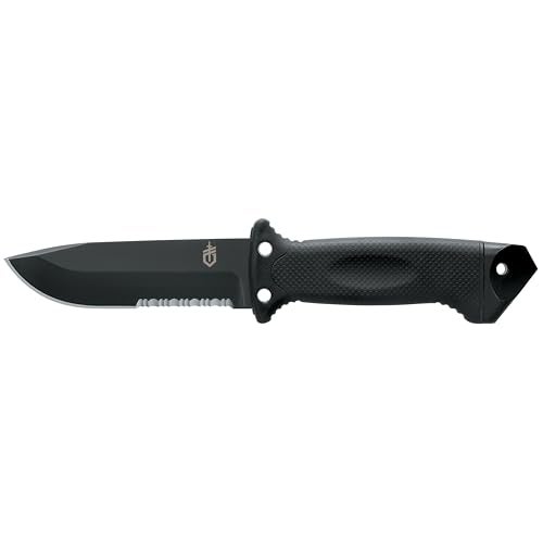 Gerber Gear LMF II Infantry Survival Knife, Military Grade Tactical Fixed Blade with Serrated Edge, Shock Absorbing Handle, Molle Sheath and Sharpener, Black - Image 1