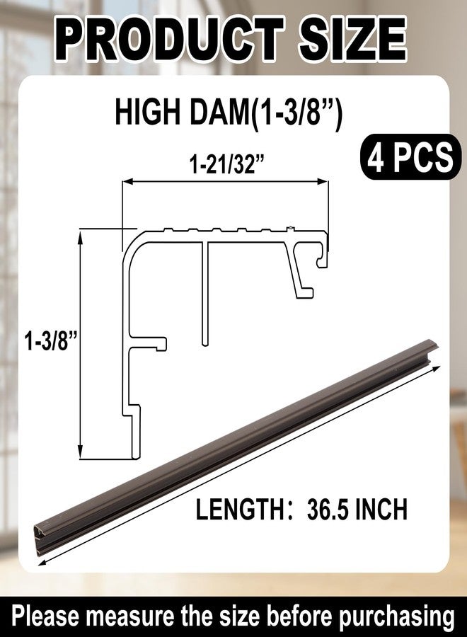 Pangda 4 Pcs 36 Inch Fixed Vinyl Sill Cap Replacement Threshold Single in-Swing Doors Only Trim-to-fit Dark Brown - Image 2