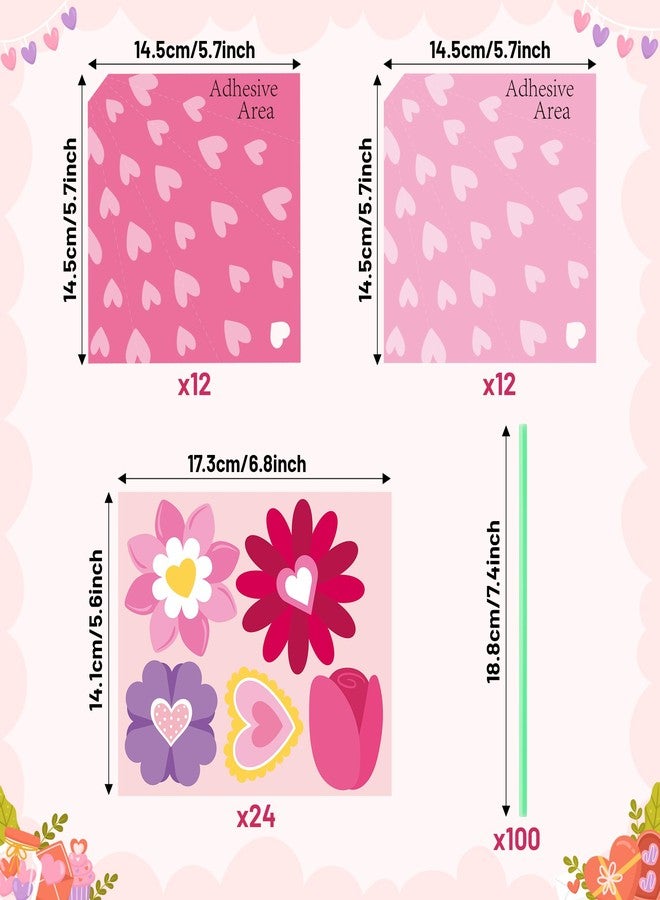 BeYumi Flower Bouquet Craft Kit - 24Pcs Mother's Day Pink Flower Bouquet Craft Kit for Kids Make Your Own Heart Floral Teacher Appreciation DIY Gift School Classroom Home Fun Activities - Image 2