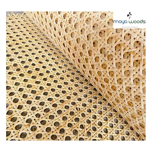 Maya Woods 24" Width Premium Natural Rattan Cane Webbing Roll – Pre-Woven Bamboo Mesh Sheet for Chair, Cabinet, Basket & DIY Caning Projects – Imported Solid Wood Cane Mat (24x12 Inches) - Image 3