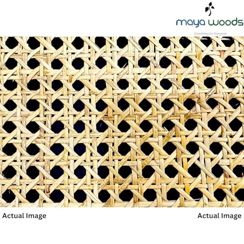 Maya Woods 24" Width Premium Natural Rattan Cane Webbing Roll – Pre-Woven Bamboo Mesh Sheet for Chair, Cabinet, Basket & DIY Caning Projects – Imported Solid Wood Cane Mat (24x12 Inches) - Image 2
