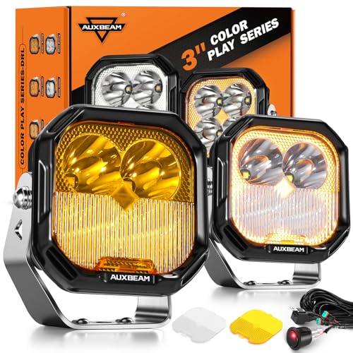 أضواء بود LED من سلسلة Color Play باللون الكهرماني DRL 3 100 واط مجموعة بقعة فيض مزدوجة اللون إشارة انعطاف مصابيح ضباب قيادة مكعب أضواء خندق إضاءة خارج الطريق مع أغطية