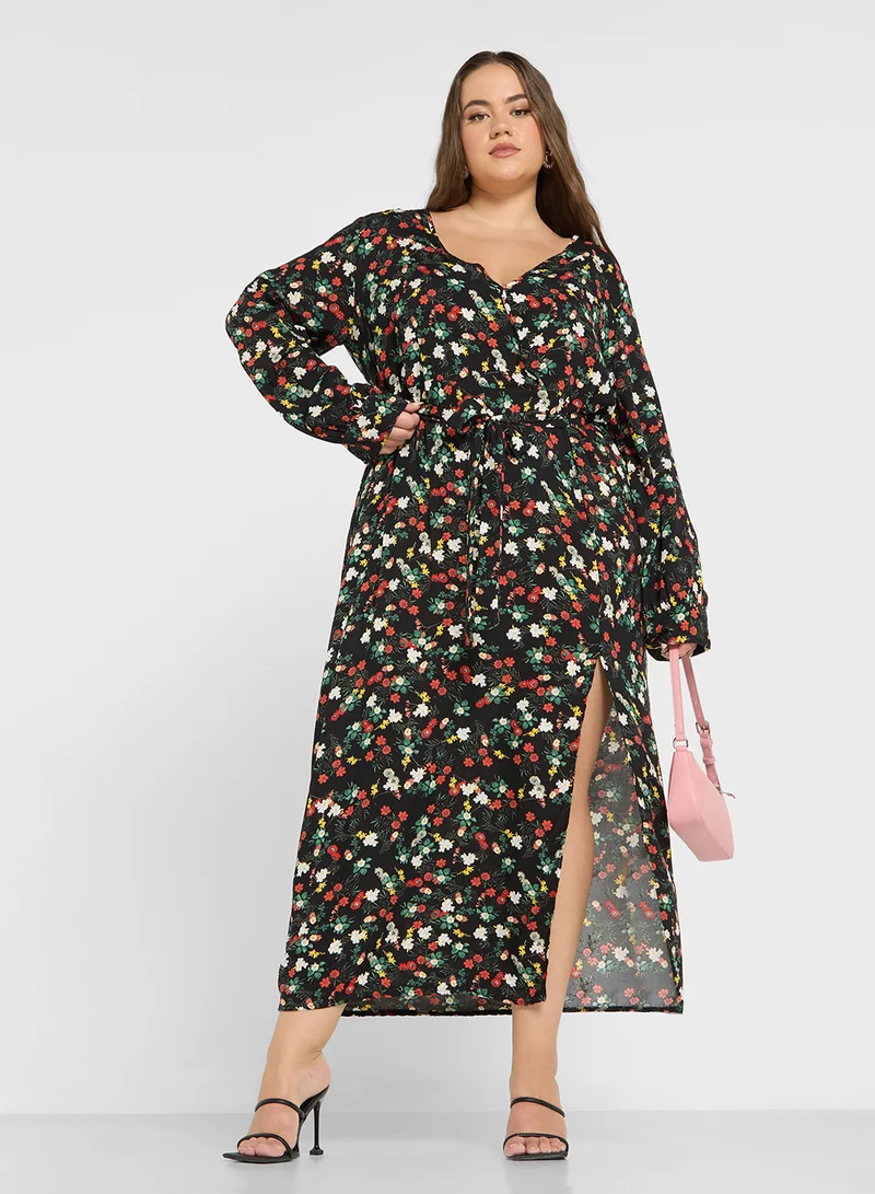 Ginger Plus Floral Print Midi Dress