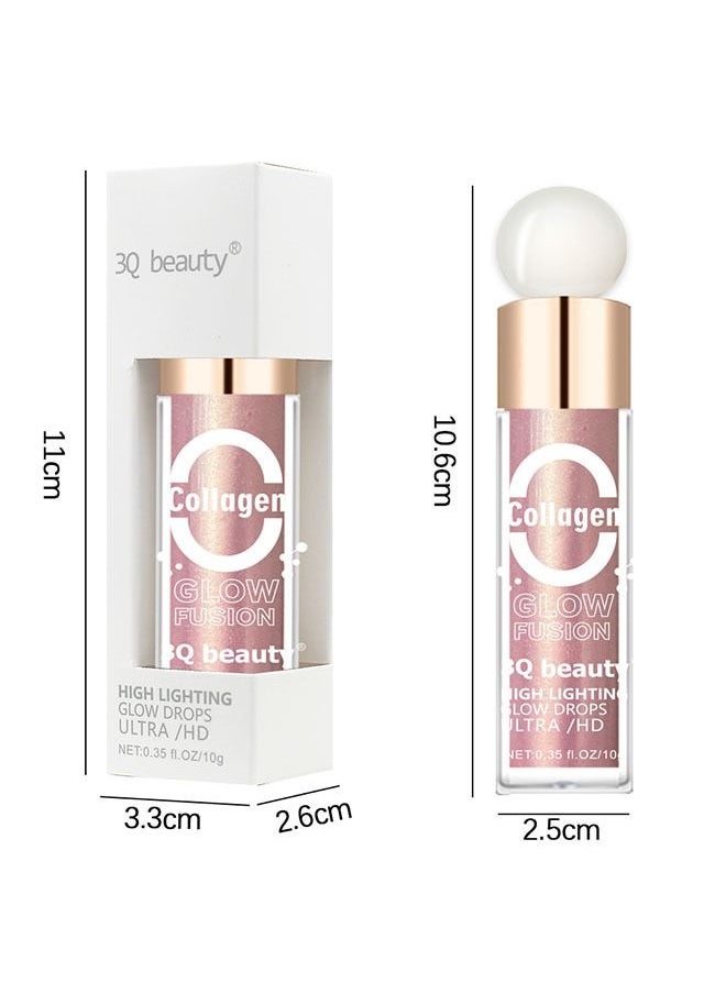 Face Liquid Highlighter Liquid Luminizer Makeup Liquid Illuminator Face Highlighter Liquid Luminizer Shimmer Stick with Cushion Applicator, Natural Looking for Face Body