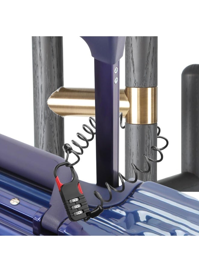 Relex 2 Pack Luggage Lock, TSA Approved Luggage Locks, 3-Digit Waterproof Padlock, 80 CM Spring Cable Lock For School Gym Locker, Helmet, Gate, Fence, Luggage, Suitcases (Black) - Image 3