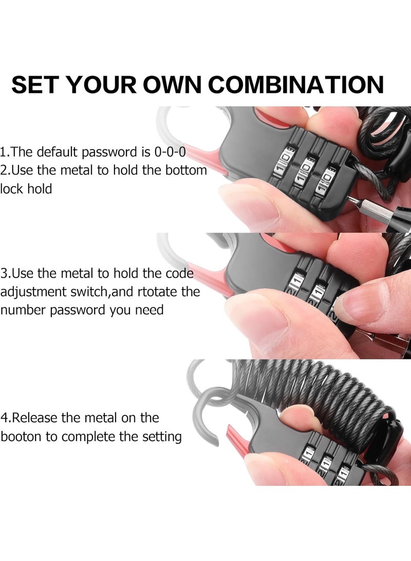 Relex 2 Pack Luggage Lock, TSA Approved Luggage Locks, 3-Digit Waterproof Padlock, 80 CM Spring Cable Lock For School Gym Locker, Helmet, Gate, Fence, Luggage, Suitcases (Black) - Image 5