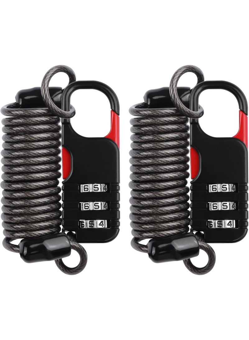 Relex 2 Pack Luggage Lock, TSA Approved Luggage Locks, 3-Digit Waterproof Padlock, 80 CM Spring Cable Lock For School Gym Locker, Helmet, Gate, Fence, Luggage, Suitcases (Black) - Image 1