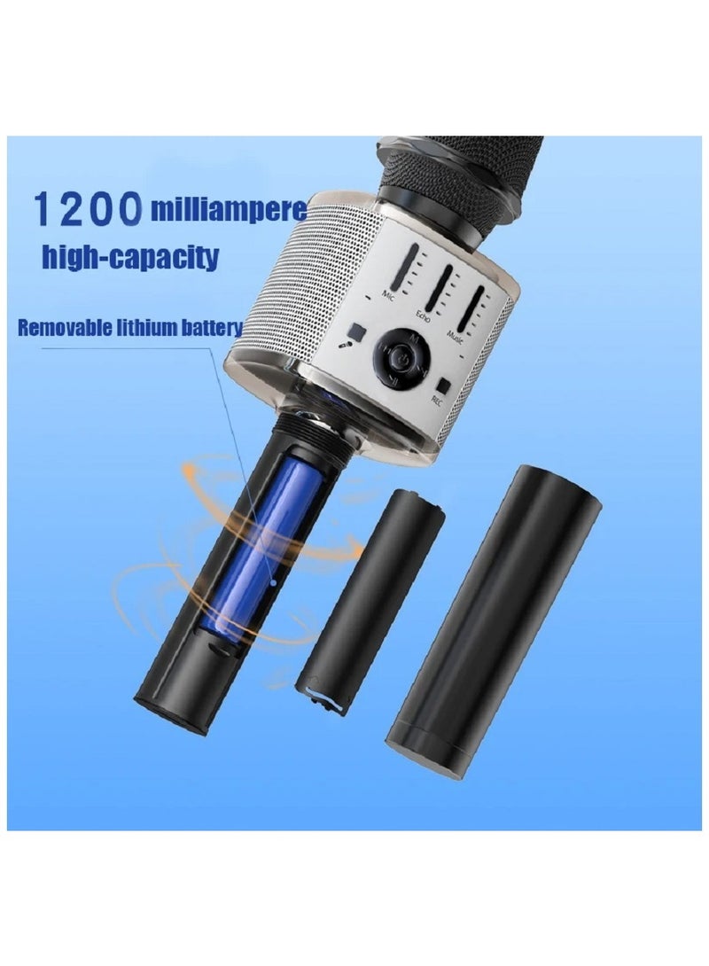 Melody Magic Unleashed: Portable Handheld Rechargeable Karaoke Microphone with Wireless Bluetooth Connectivity and Stereo Sound - Perfect for Home Celebrations and Birthday Parties - Image 3